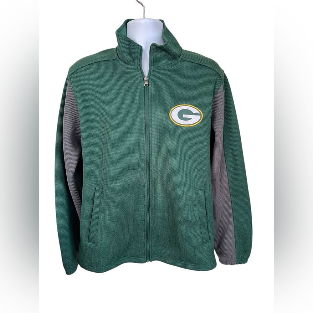 Greenbay Packers NFL GIII Apparel Full Zip Sweater Jacket Green/Gray Mens Medium